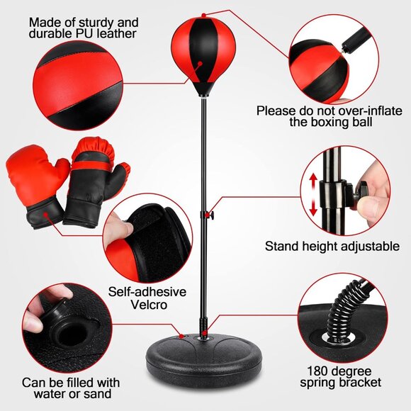 Height Adjustable Boxing Bag with Punching Bag - Picture 3 of 7